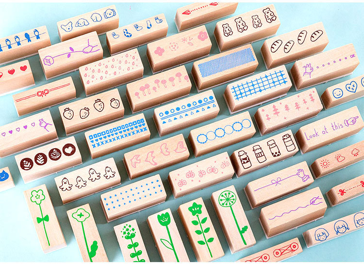 Wooden Stamp Suit Mini Kingdom Series Theaceae 6 Pieces Buy Account Cute DIY Decorative Materials