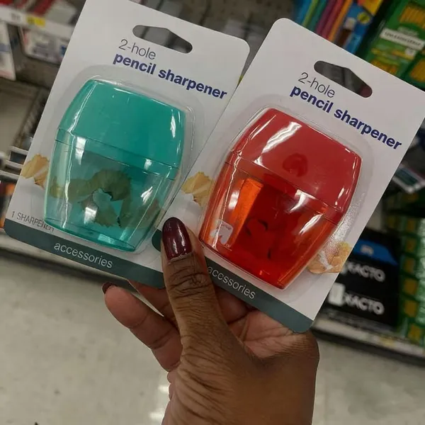Pencil Sharpener 2 Hole 1ct (Colors May Vary) - School Supplies, Handheld, Non-Powered, ABS & Steel